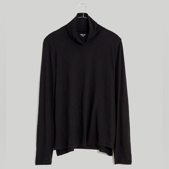 Madewell Whisper Cotton Turtleneck Tee in True Black, Size XS - Picture 3 of 5